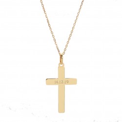 18ct Gold Finish Plain Cross Pendant Necklace on 18" inch chain uk jewellery 