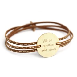 leather bracelet to personalise gold plated