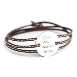 personalised leather bracelet sterling silver