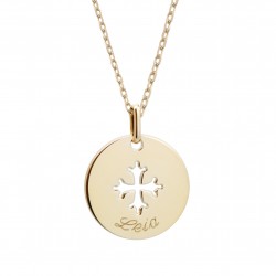 personalised cross medal necklace gold plated