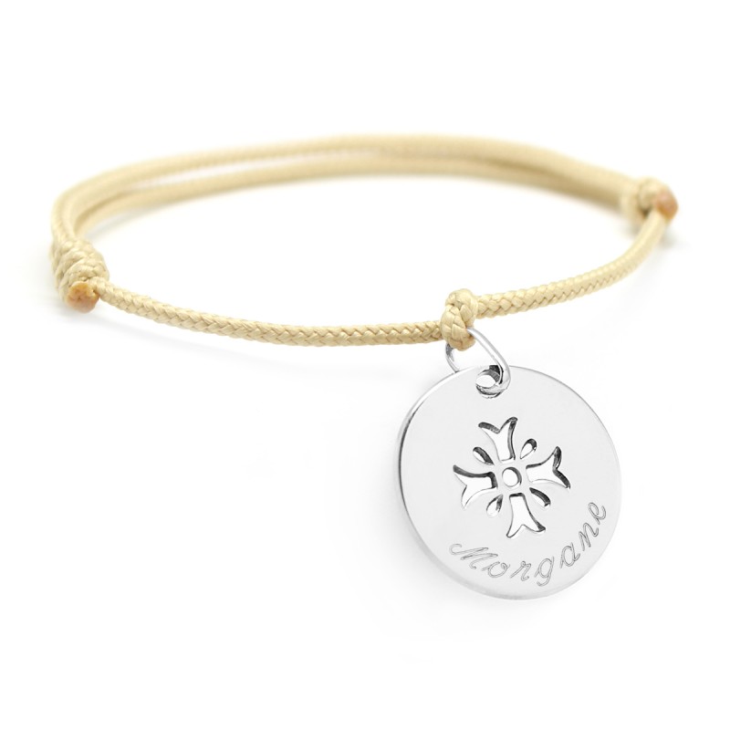 personalised cord bracelet sterling silver cross