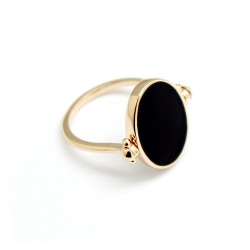 Oval Ring - Black Enamel -...