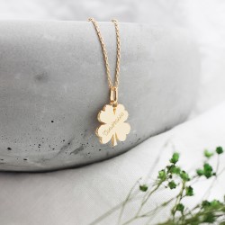 personalised necklace gold plated clover